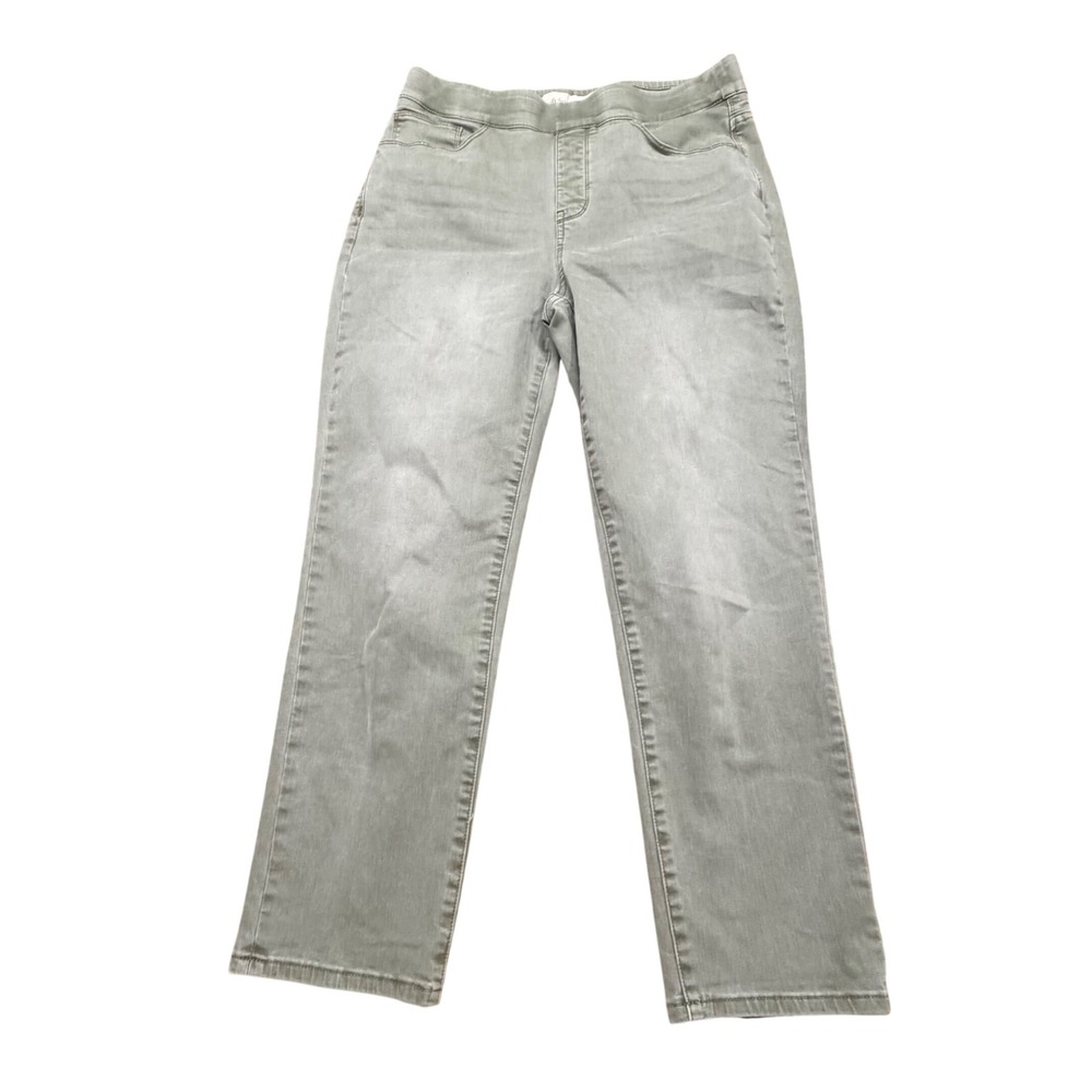 Soft Surroundings Womens Sage Green Pull On Straight Leg Pants Size M Stretch
